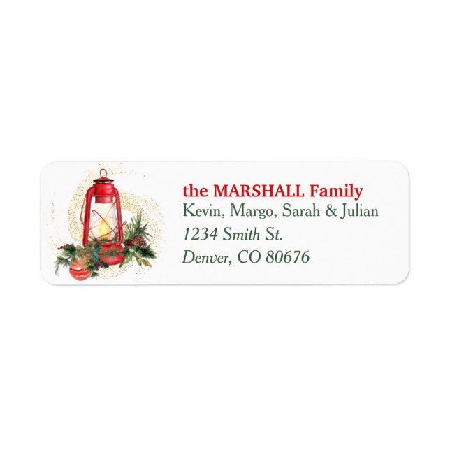 Old Fashioned Christmas Lantern Return Address (Front)