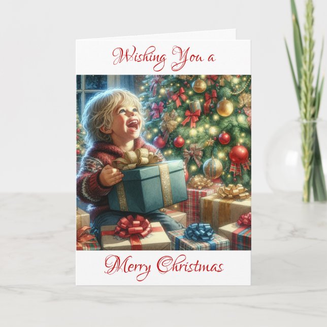 Old-Fashioned Christmas Morning Nostalgia Card (Front)