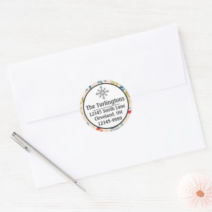 Old Fashioned Christmas Ornaments Return Address Classic Round Sticker
