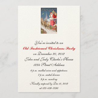 Old Fashioned Christmas Party Invitations Santa