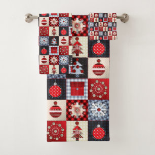 Old Fashioned Christmas Quilt Bath Towel Set
