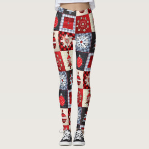 Old Fashioned Christmas Quilt Leggings