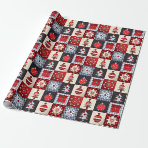 Old Fashioned Christmas Quilt Wrapping Paper