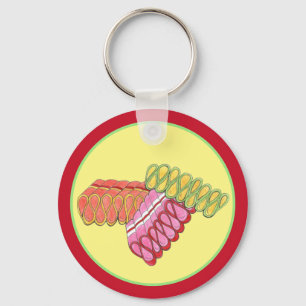 Old-Fashioned Christmas Ribbon Candy Holiday Sweet Key Ring