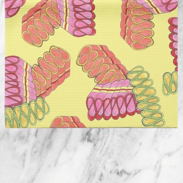 Old-Fashioned Christmas Ribbon Candy Holiday Sweet Tea Towel (Ribbon candy towel)