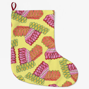 Old-Fashioned Christmas Ribbon Candy Sweet Holiday Large Christmas Stocking