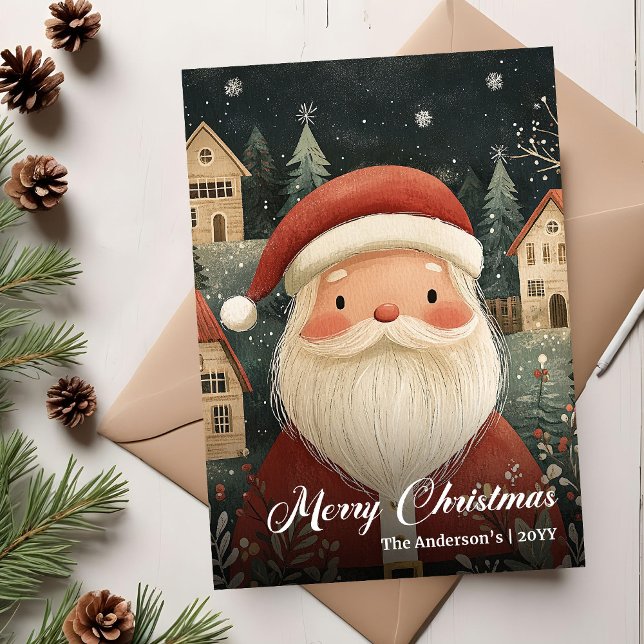 Old fashioned Christmas Santa card rustic message (Old fashioned Christmas Santa card rustic message)