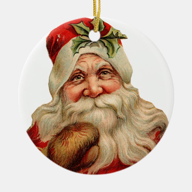 Old-fashioned Christmas, Santa Ceramic Tree Decoration (Front)