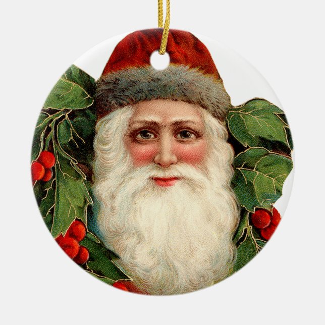 Old-fashioned Christmas, Santa Ceramic Tree Decoration (Front)