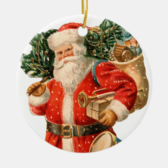Old-fashioned Christmas, Santa Ceramic Tree Decoration (Front)