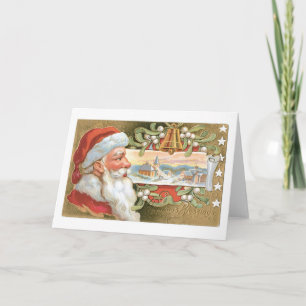 Old-fashioned Christmas, Santa Holiday Card