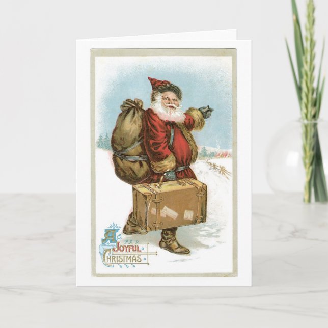 Old-fashioned Christmas, Santa Holiday Card (Front)