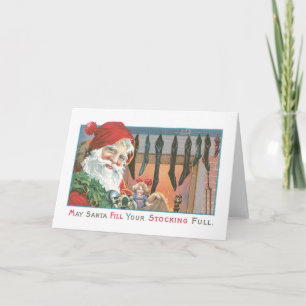 Old-fashioned Christmas, Santa Holiday Card