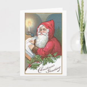 Old-fashioned Christmas, Santa Holiday Card