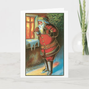 Old-fashioned Christmas, Santa Holiday Card