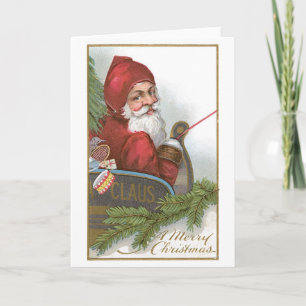 Old-fashioned Christmas, Santa Holiday Card