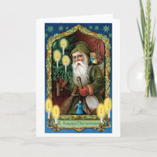 Old-fashioned Christmas, Santa Holiday Card