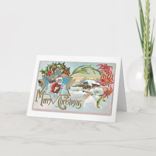 Old-fashioned Christmas, Santa Holiday Card (Front)