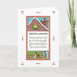Old-fashioned Christmas, Santa Holiday Card