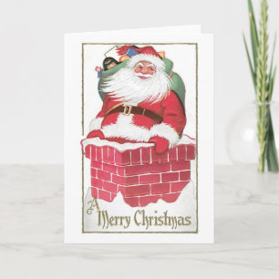 Old-fashioned Christmas, Santa Holiday Card