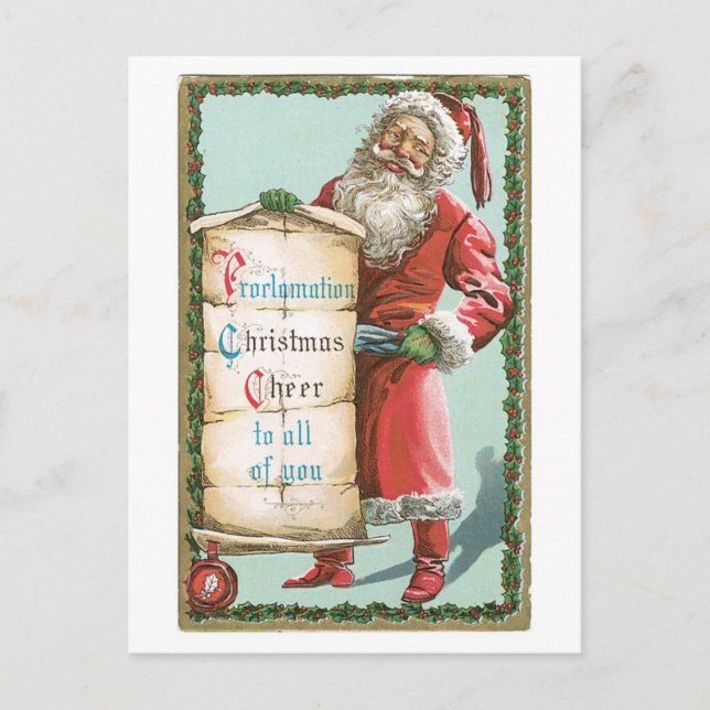 Old-fashioned Christmas, Santa Holiday Postcard (Front)