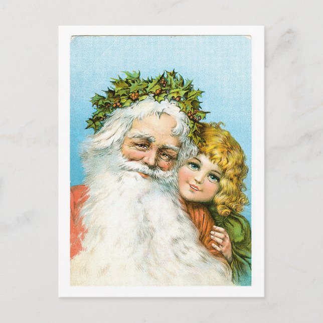Old-fashioned Christmas, Santa Holiday Postcard (Front)