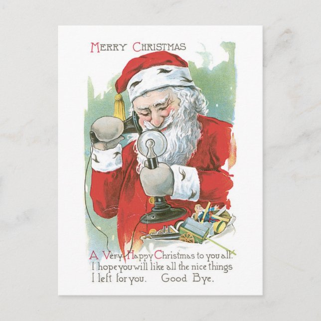 Old-fashioned Christmas, Santa Holiday Postcard (Front)
