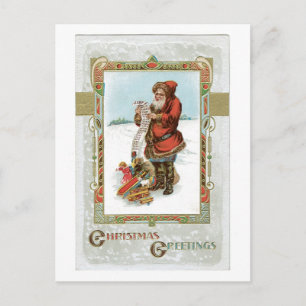 Old-fashioned Christmas, Santa Holiday Postcard