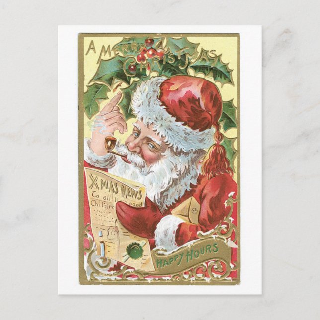 Old-fashioned Christmas, Santa Holiday Postcard (Front)