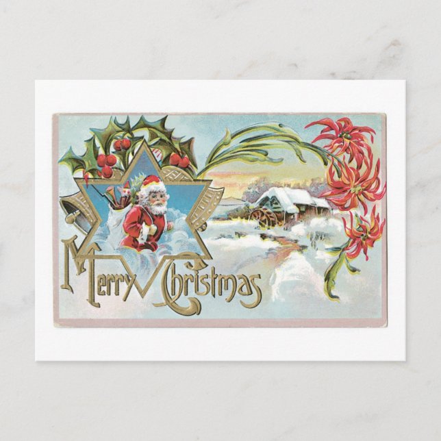 Old-fashioned Christmas, Santa Holiday Postcard (Front)