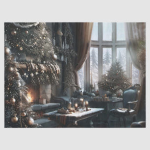 Old Fashioned Christmas Scene Gift Wrap Tissue Paper