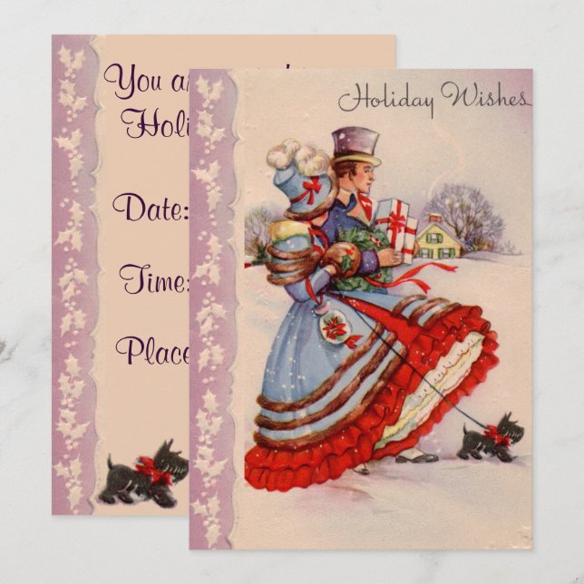 Old Fashioned Christmas Shopping Invitation (Front/Back)