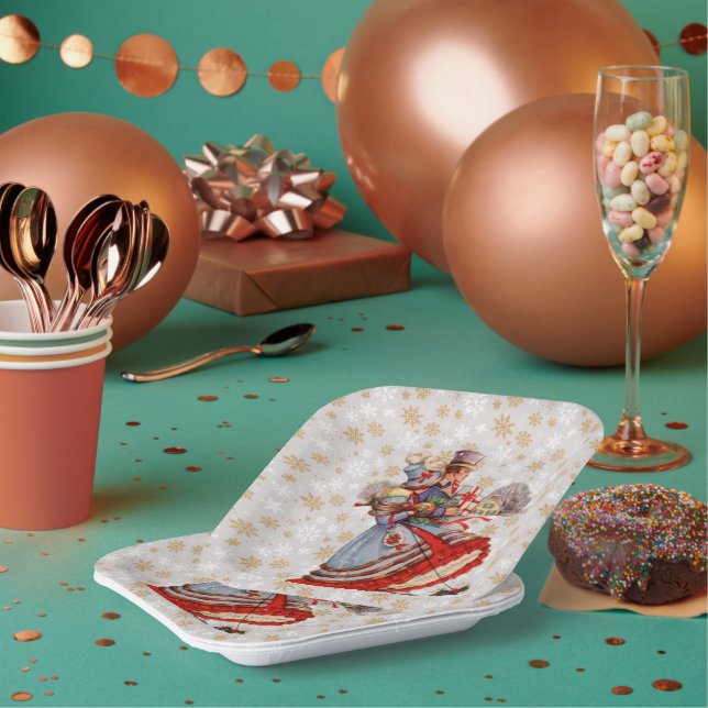 Old Fashioned Christmas Shopping Paper Plates (Multi)