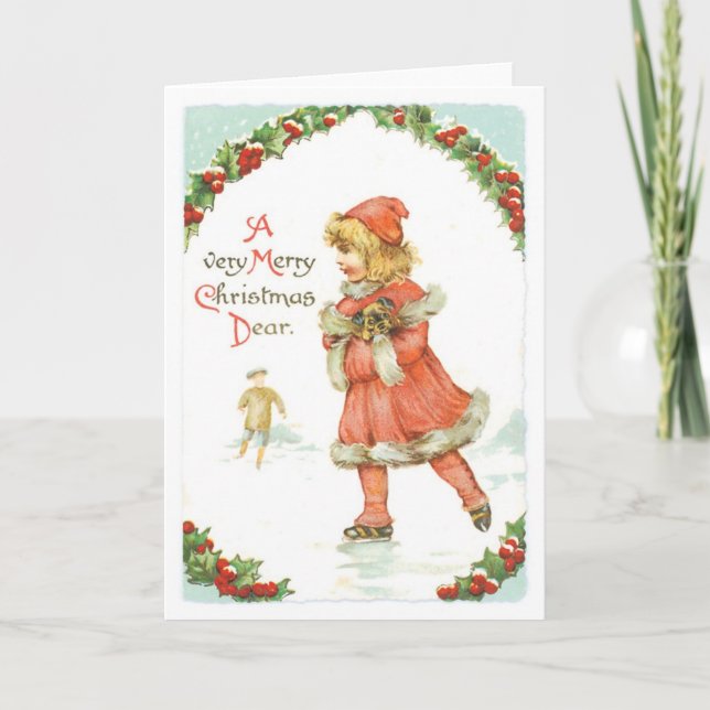 Old-fashioned Christmas, Skating rink Holiday Card (Front)
