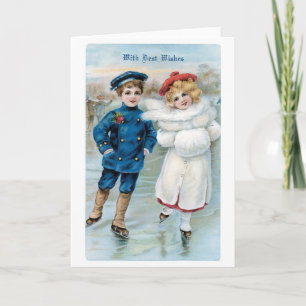Old-fashioned Christmas, Skating rink Holiday Card