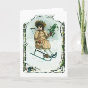 Old-fashioned Christmas, Sled Holiday Card
