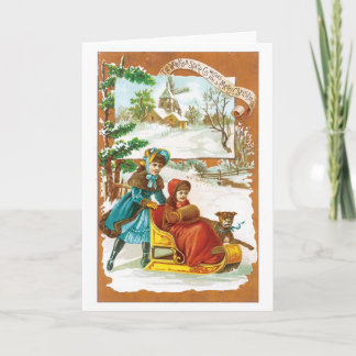 Old-fashioned Christmas, Sled Holiday Card
