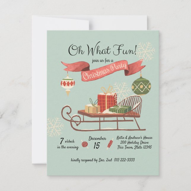 Old Fashioned Christmas Sled Invitation (Front)