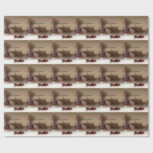 Old-Fashioned Christmas Sleigh Ride, Winter Scene Wrapping Paper