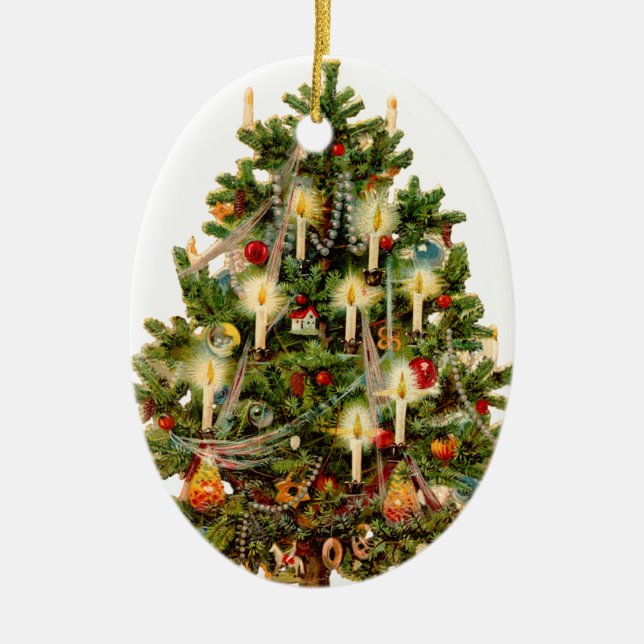 Old-fashioned Christmas tree Ceramic Tree Decoration (Front)