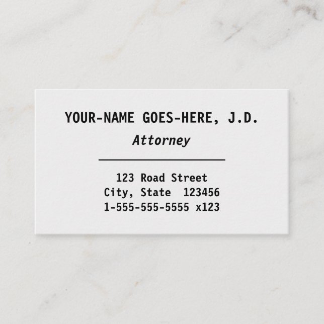 Old Fashioned, Classic Business Card (Front)