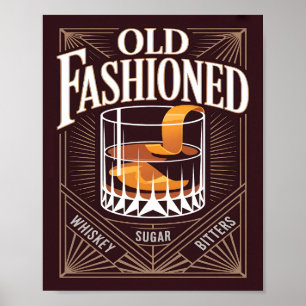 Old Fashioned Cocktail Art Deco Vintage Bar  Poster