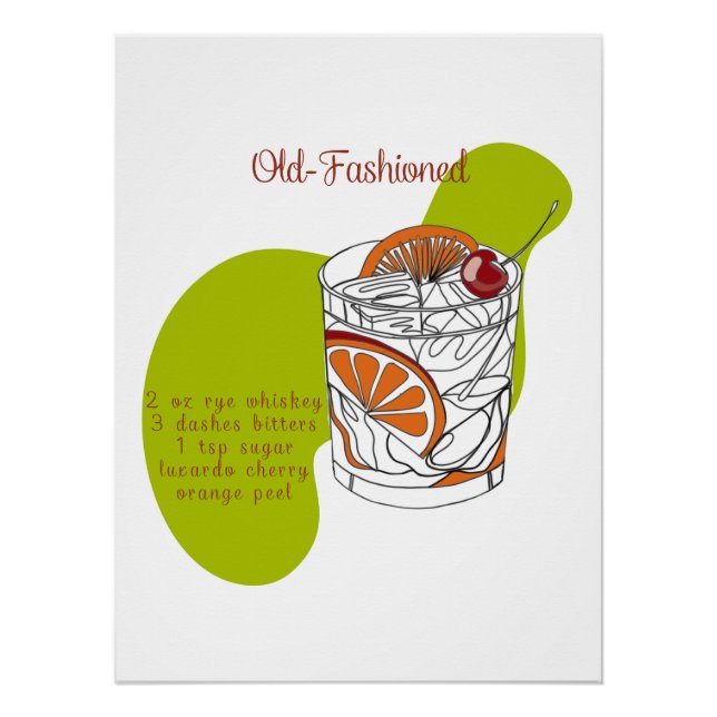 Old Fashioned Cocktail Art Print (Front)