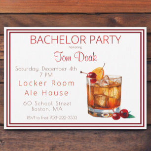 Old Fashioned Cocktail Bachelor Party Invitation