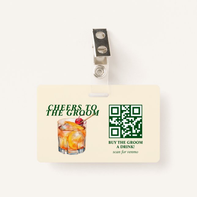 Old Fashioned Cocktail Bachelor Weekend ID Badge (Front with Clip)
