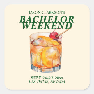 Old Fashioned Cocktail Bachelor Weekend Square Sticker