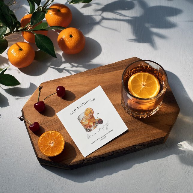 "Old Fashioned" Cocktail Birthday Napkin (Creator Uploaded)
