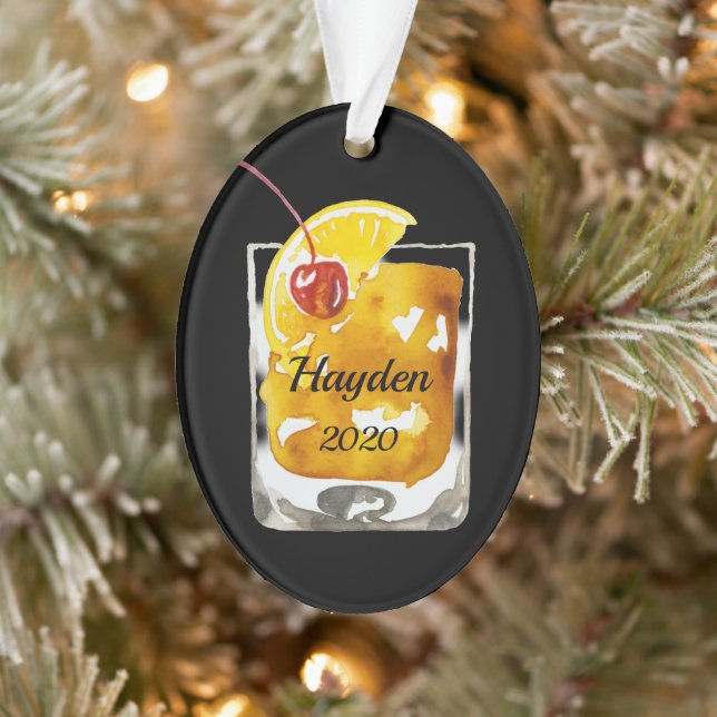Old Fashioned Cocktail Personalised Ornament (Tree)