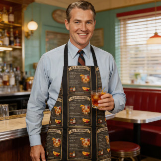 Old Fashioned Cocktail Recipe Vintage Bar Apron