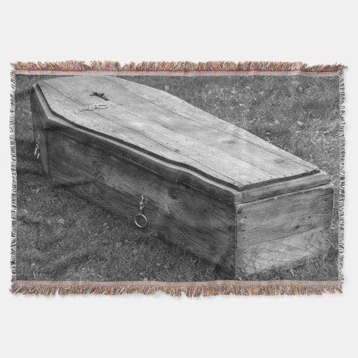 Image of old-fashioned coffin Throw Blanket